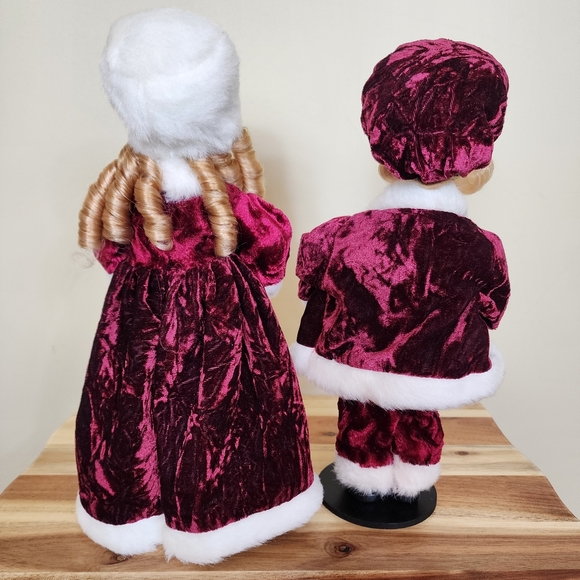 Red Velvet Velour Victorian Girl and Boy Christmas Caroler Set Christmas Decor - Picture 7 of 11